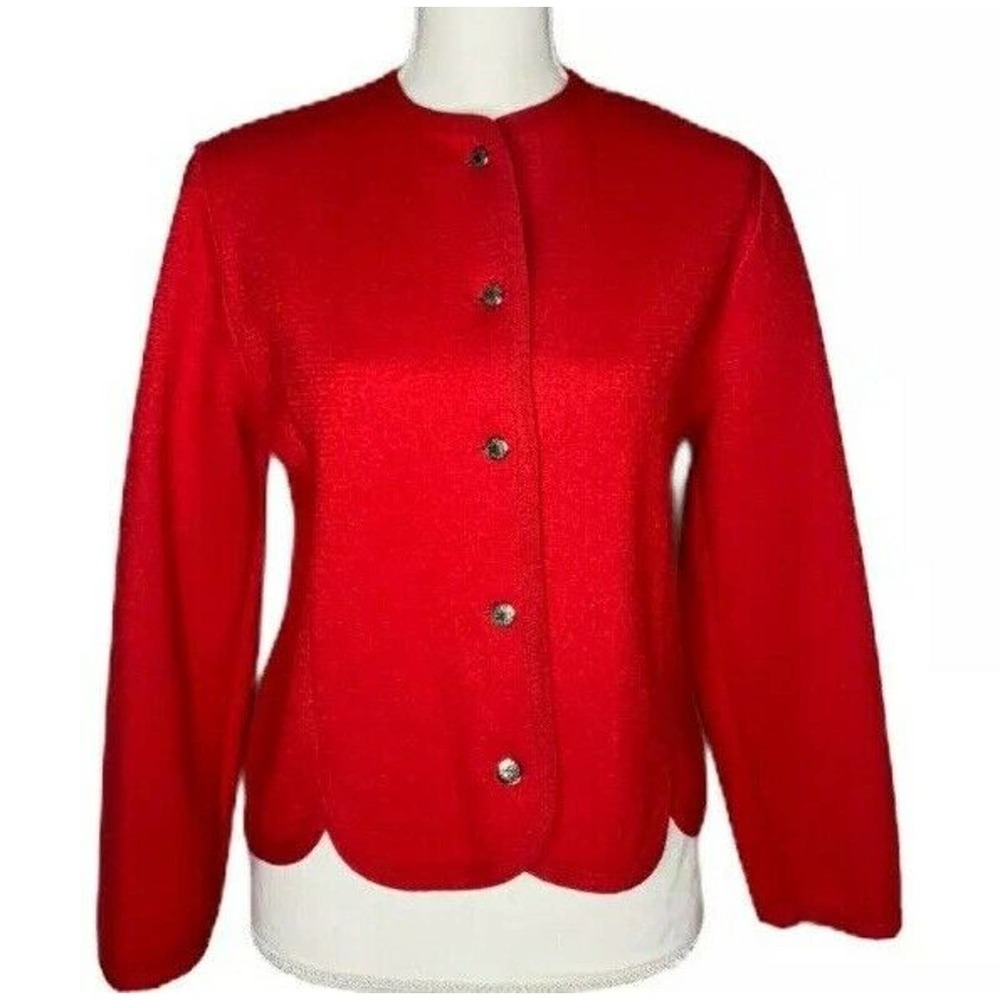 Womens Archie Brown & Son Of Bermuda Red 100% Pure New Wool Sweater Jacket S